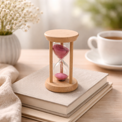 Timeless Charm Mini Hourglass (8 cm) – Pink Sand Edition