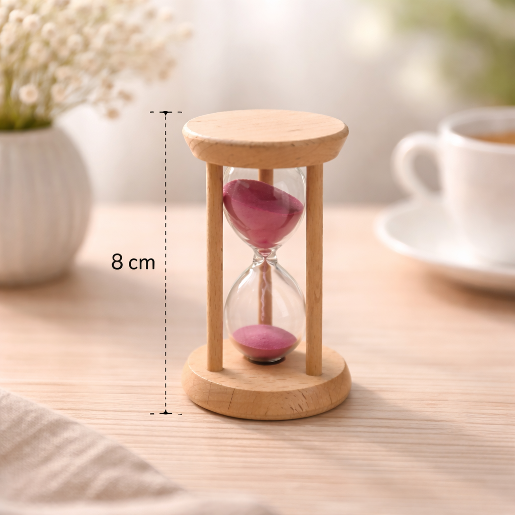 Timeless Charm Mini Hourglass (8 cm) – Pink Sand Edition
