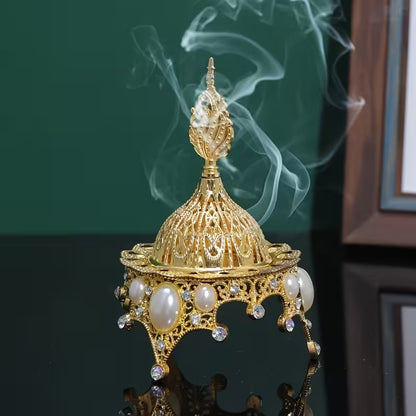 Golden Incense Burner with Elegant Smoke